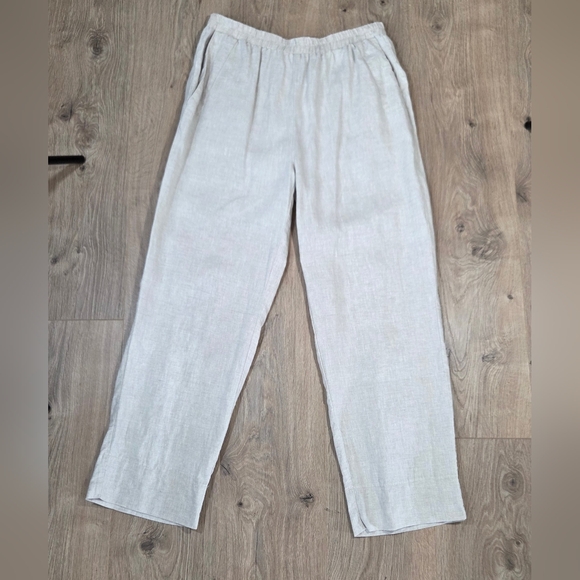 DownEast Light Beige Linen Pants - Picture 1 of 5